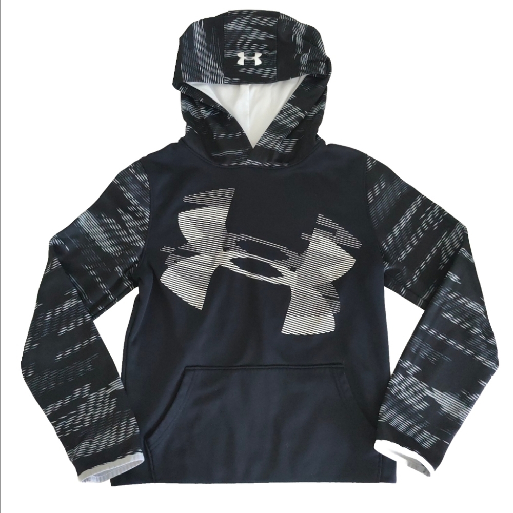 Under Armour Cold Gear Hoodie YLG Black w/ White Accent Boys Youth Large L